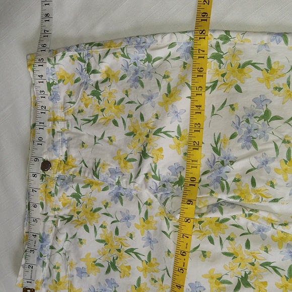 Calvin Klein White Yellow Tropic Floral Skinny Ankle Jeans Pants Mid Rise Size 6 - Picture 12 of 16